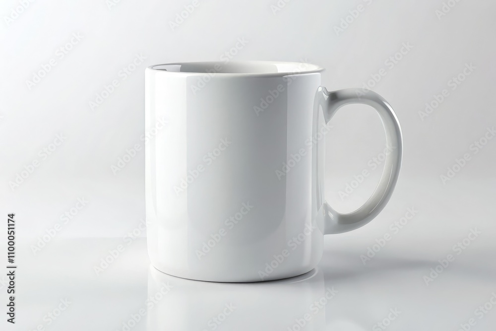 Obraz premium Realistic White Ceramic Mug Mockup Isolated on White Background for Food Photography and Branding