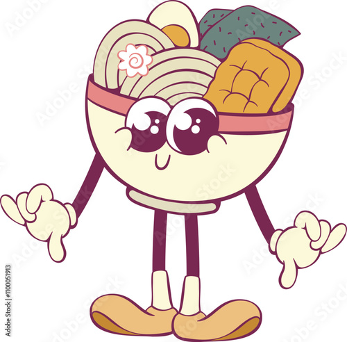 Ramen bowl cute cartoon character