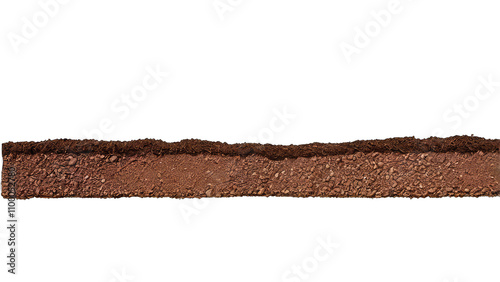 Close-up of dark brown soil texture transparent background