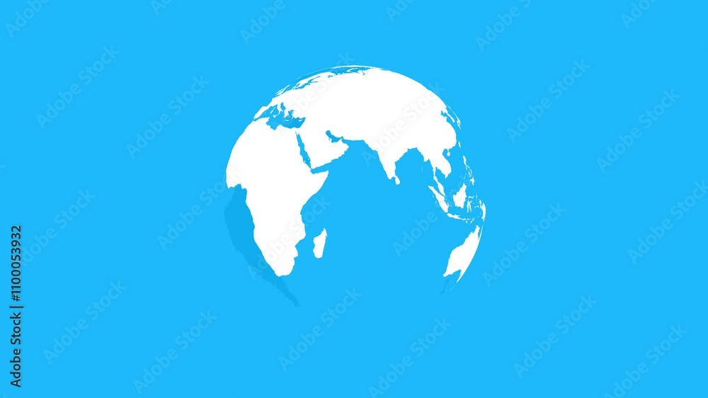 Earth rotating loop, Map of the Planet on blue background. World map. Blue futuristic background with planet Earth for News, Global events, World premiere in Ultra HD 4K. Alpha Mask included.