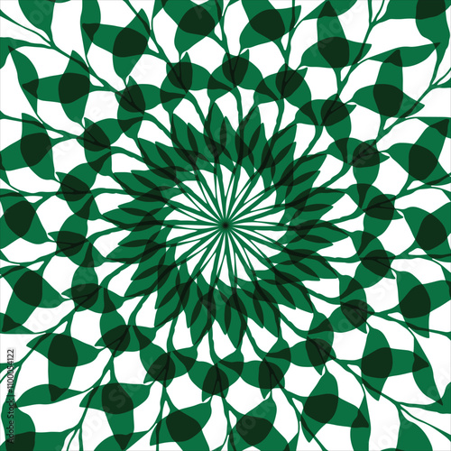 green mandala in floral circles