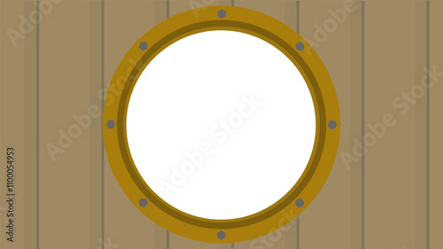 Porthole. Porthole with a transparent center on a ship bulkhead. Vector illustration.