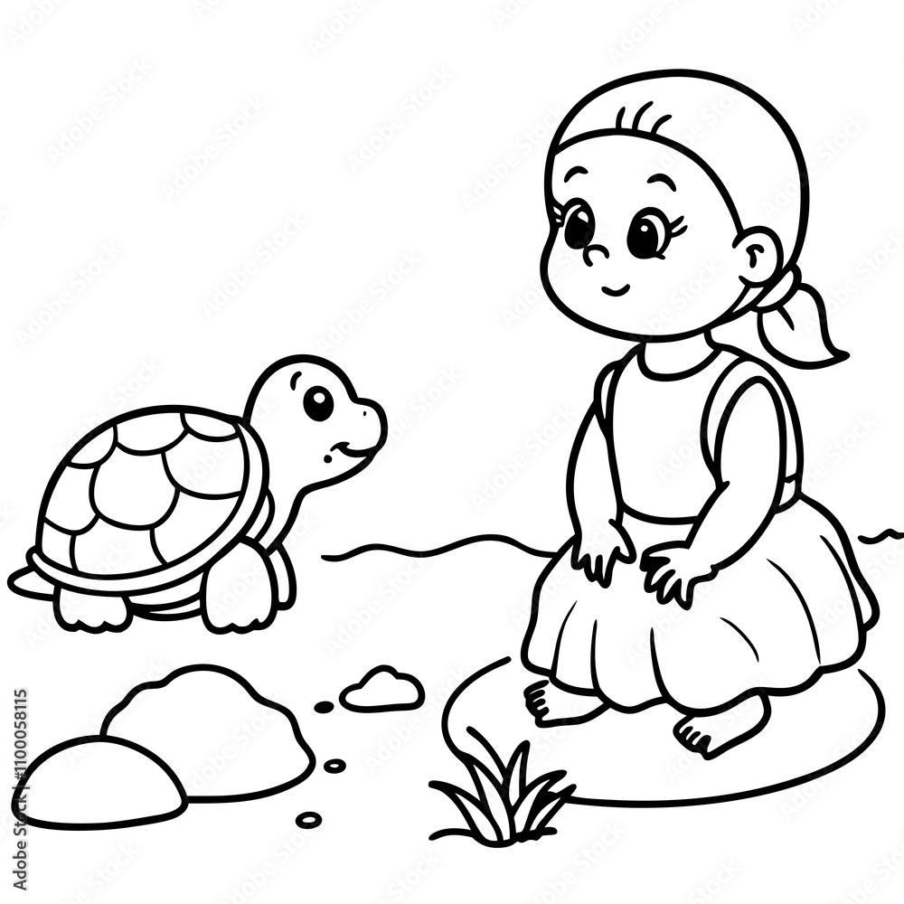 Fototapeta premium child with turtle