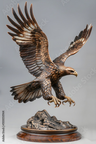 Majestic Bronze Eagle in Flight Sculpture - Symbol of Strength and Freedom