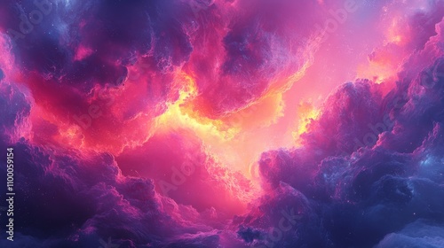 Vivid Cosmic Nebula Pink Purple And Yellow Hues