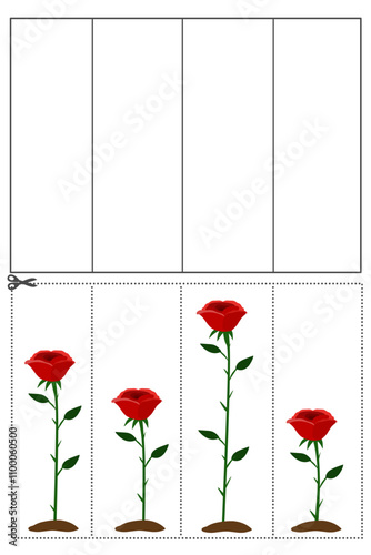 Tallest to shortest, order by height and length, cut and glue longest to shortest activity  for kids