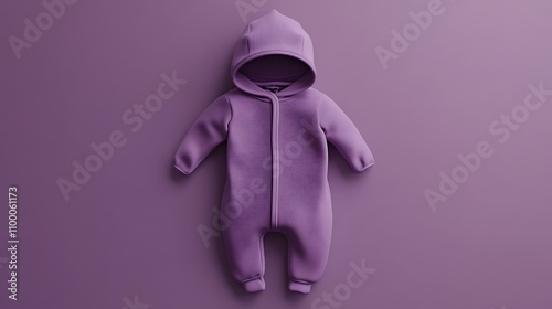 Muted lilac newborn sleepsuit mockup , solid background photo