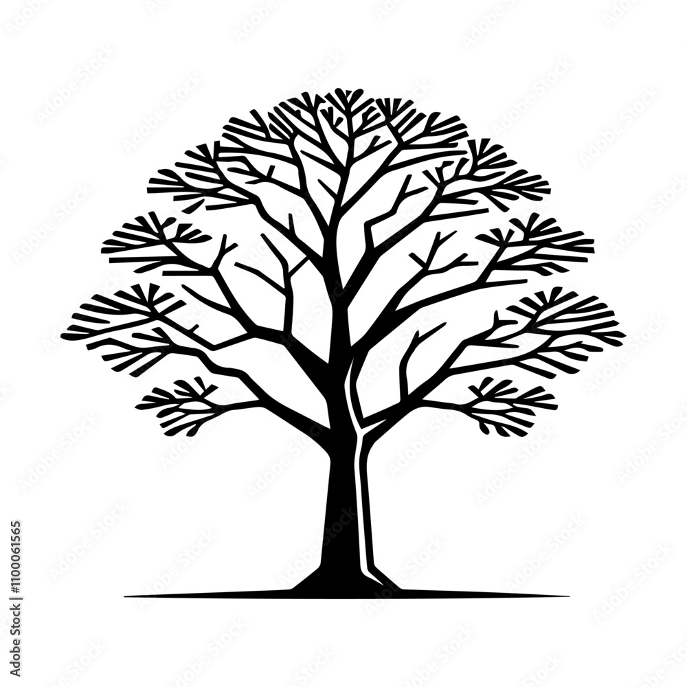 Fototapeta premium Simple Vector Icon of a Ceiba Tree – Logo Design Illustration