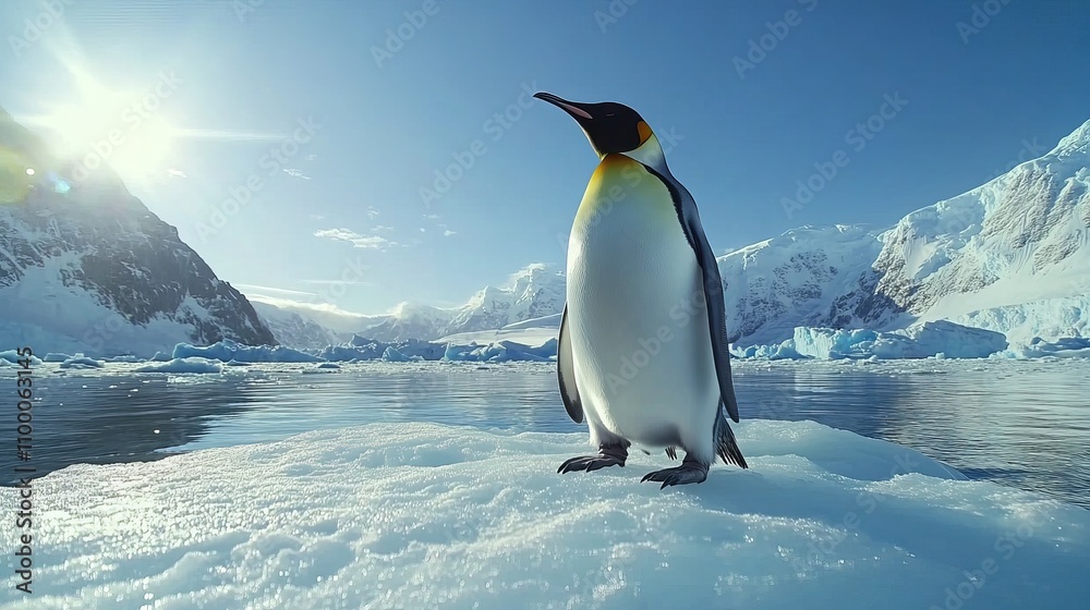 Obraz premium Adelie Penguin, Group Leaping into Ocean, Paulet Island in Antarctica