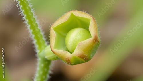 Detail of the immature green seedpod (silicle) of the Lunaria annua, English name honesty or annual honesty photo