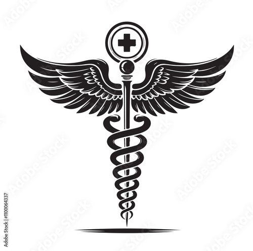 CADUCEUS SYMBOL silhouette vector illustration 