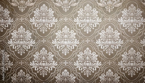 Wallpaper vintage flock with white damask design photo