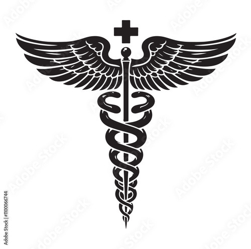 CADUCEUS SYMBOL silhouette vector illustration 