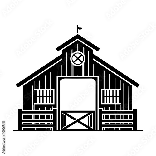 Simple Vector Icon of a cattle farm – Logo Design Illustration