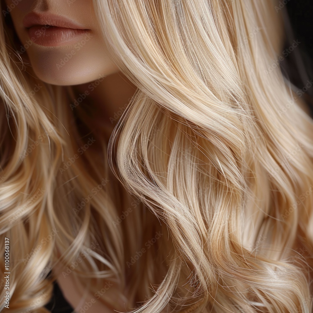 Blond hair isolated on black - obrazy, fototapety, plakaty 