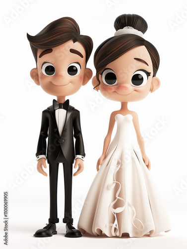 A cartoon image of two characters on the left and right, cartoon avatars.