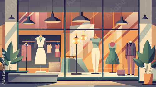 A window display of clothing in a store
