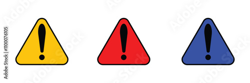 Free Download Exclamation marks. Caution alarm set, danger signs. Attention symbols. Warning and attention icons.  - GFXLoad