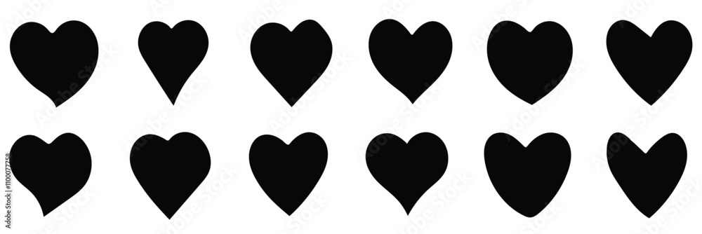 Fototapeta premium Heart vector icons set. Flat love icon isolated on white background .