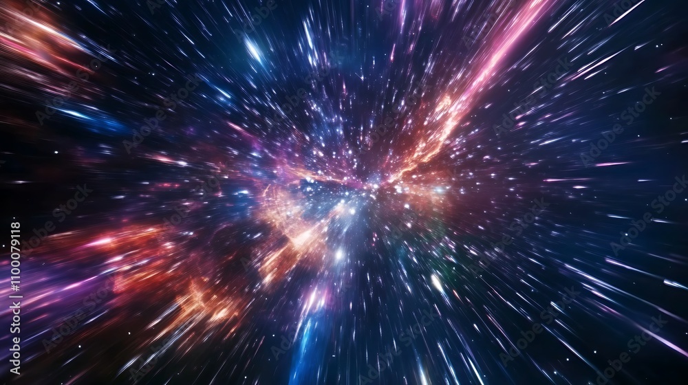 Fototapeta premium Hyperspace Flight Through Star Clusters and Nebulae