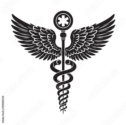 CADUCEUS SYMBOL silhouette vector illustration 