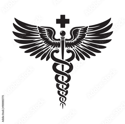 CADUCEUS SYMBOL silhouette vector illustration 