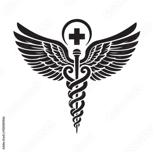 CADUCEUS SYMBOL silhouette vector illustration 
