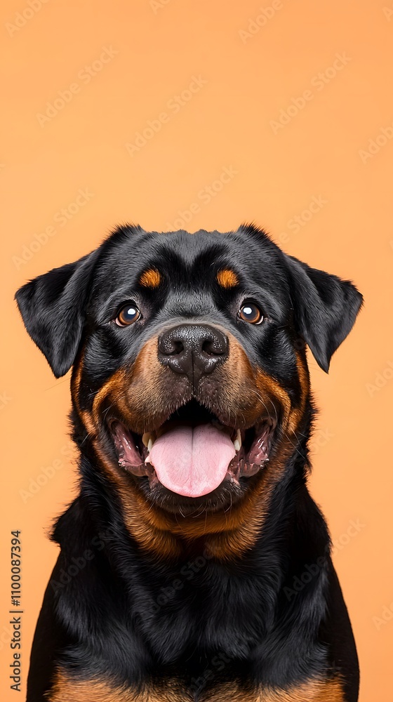 Fototapeta premium Rottweiler portrait studio dog photography soft background close-up confidence