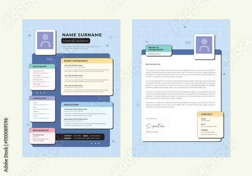 Modern colourful cv resume. Vector job application layout.