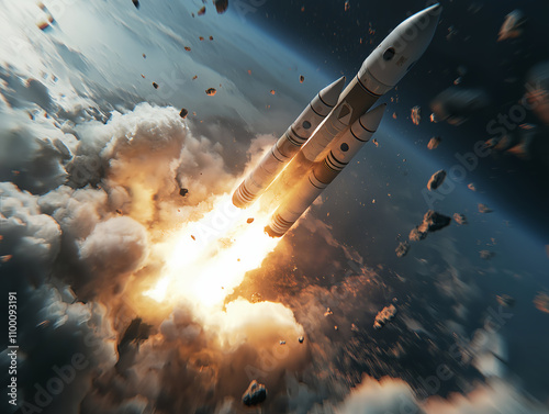 Wallpaper Mural close up of rocket launch with intense fiery exhaust Torontodigital.ca