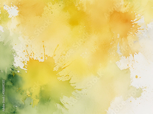 abstract watercolor background with splashes watercolor style background for a greeting card in shades of chartreuse with minimal orange