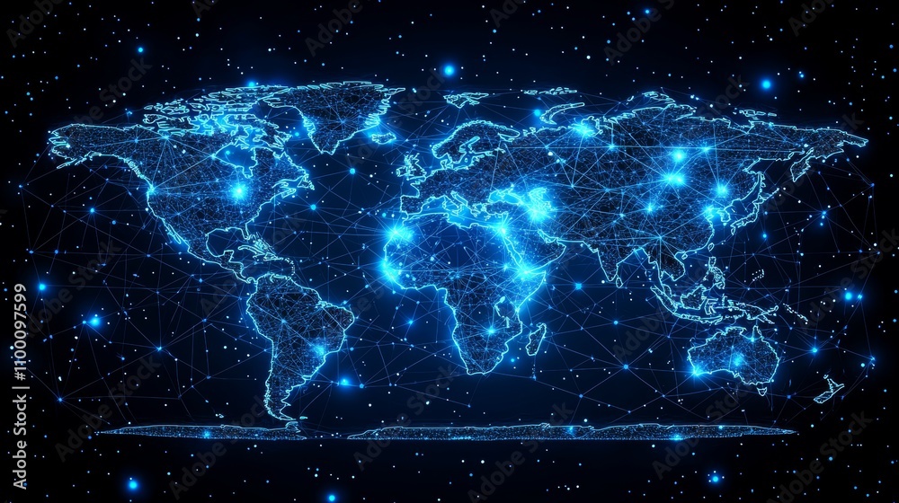 Fototapeta premium Digital Map of Global Trade Connections
