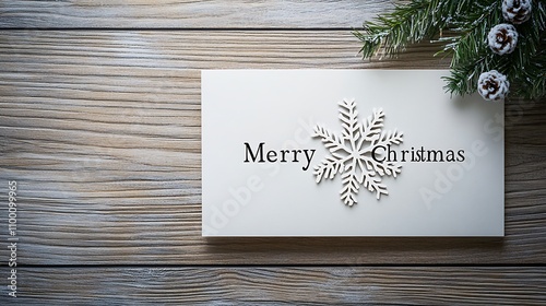 7. A minimalist Christmas card design with a single snowflake and 