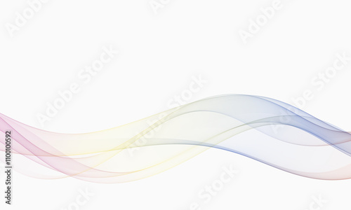 Curved lines in rainbow colors. Abstract wavy wave flow.