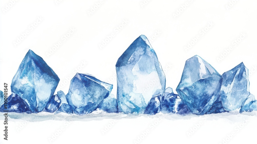 Obraz premium Blue crystals on a white isolated background.