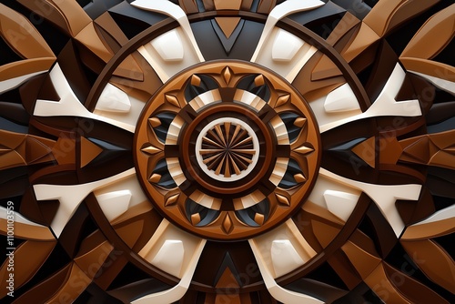 A kaleidoscope of concentric geometric patterns in earth tones