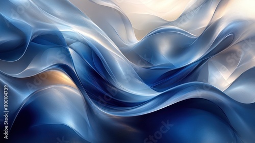 Wallpaper Mural A serene abstract composition of flowing blue waves, evoking calmness and fluidity. Torontodigital.ca