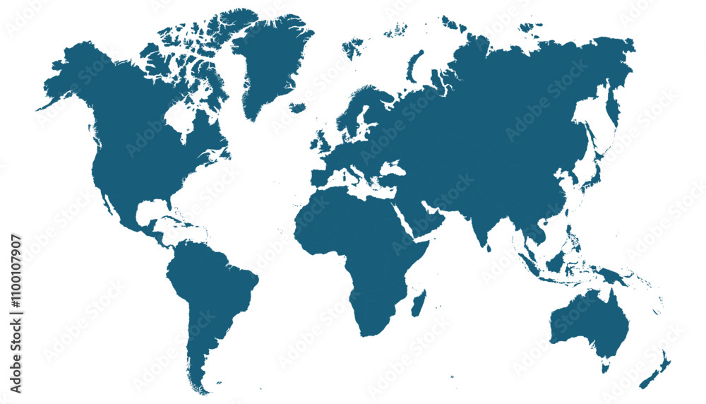 Fototapeta premium World map. Blue modern vector map. Silhouette map