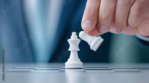 An arm moves a chess piece, symbolizing critical thinking. photo