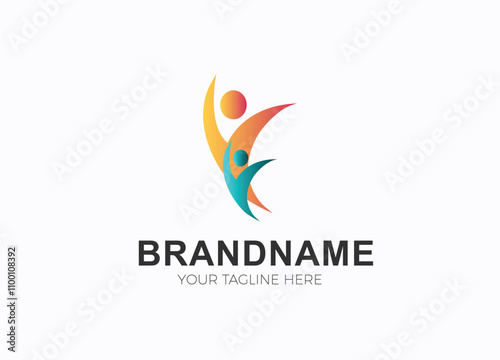 Teamwork logo, Growth with team logo, Community logo design illustration vector design