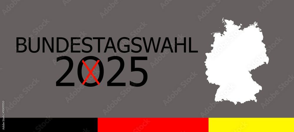 Obraz premium Banner Bundestagswahl 2025 im Februar Illustration Wahlen Konzept Deutschland Landkarte Design
