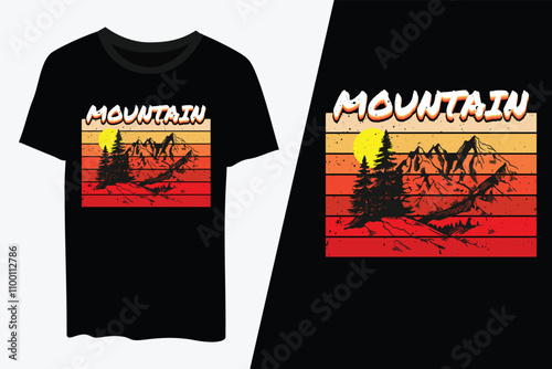  Mountain T Shirt,  mountain nature t shirt, Nature mountain retro vintage t shirt design vector template