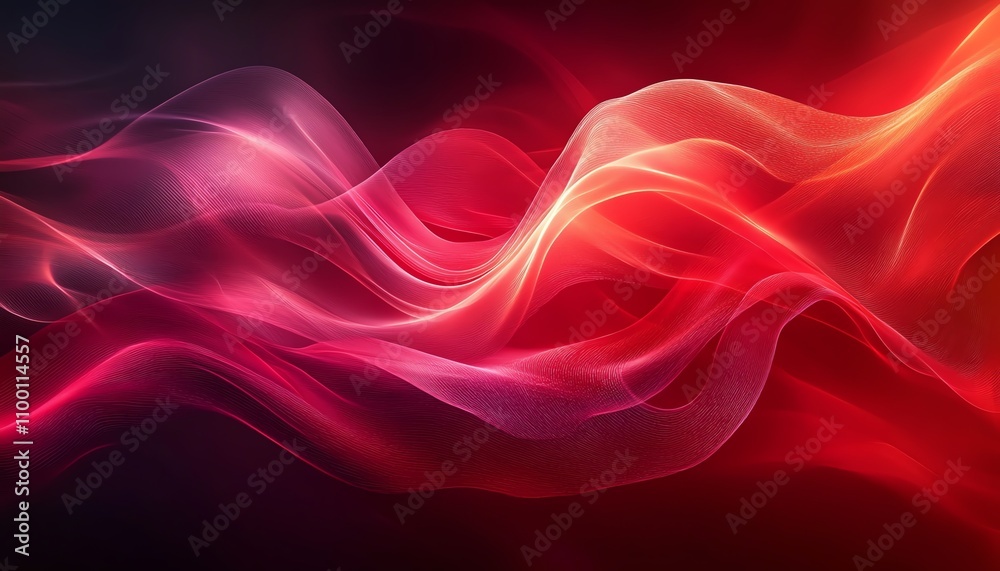 Fototapeta premium Elegant abstract red waves flowing seamlessly, smooth texture, gradient lighting, luxurious and futuristic design
