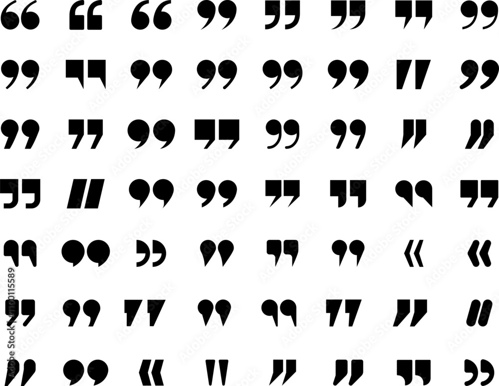 Quotation marks. Black quotes icons set vector.