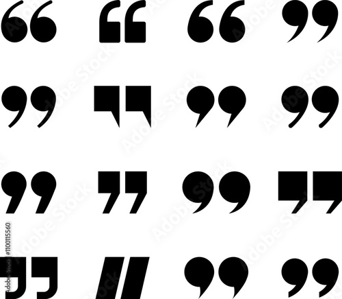 Quotation marks. Black quotes icons set vector.