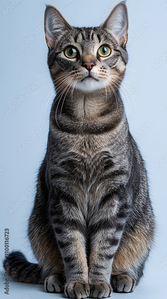 Obraz premium Sleek egyptian mau cat portrait studio animal photography minimalist eye-level feline elegance