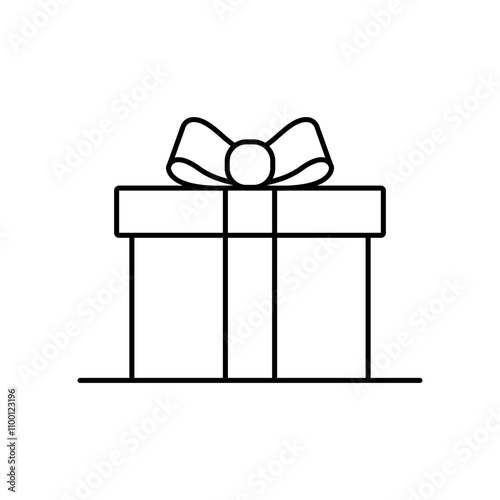 Christmas gift box icon. Box tied with a bow, as given on a birthday or Christmas. Vector illustration
