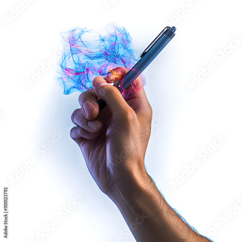 Hand with magic pen isolated