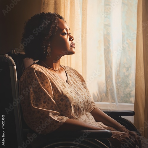 Woman in Wheelchair Contemplating