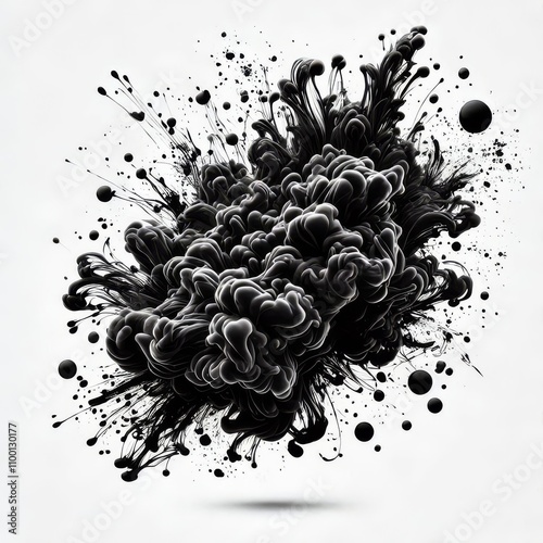 black ink splash isolated on white or transparent png
